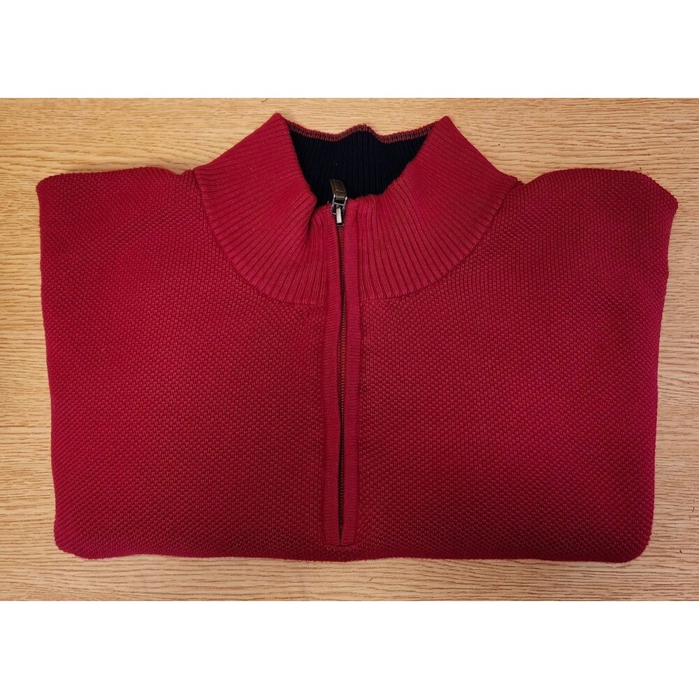 Club Room 1/4 Zip Mock Neck Red Long Sleeve Men Sweater Size XXL